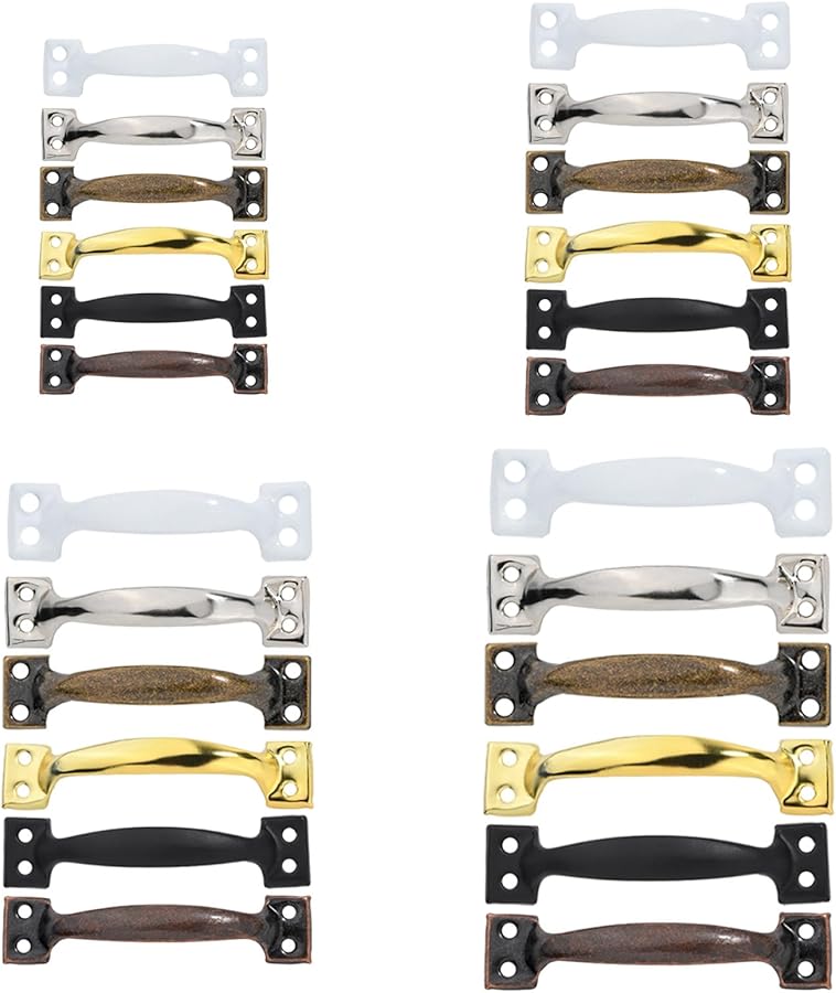 White Gate Handles Pack of 4 Bows Shaped 5 Inch Metal Pulls for Garage Door Wardrobe Cabinet - Image 4